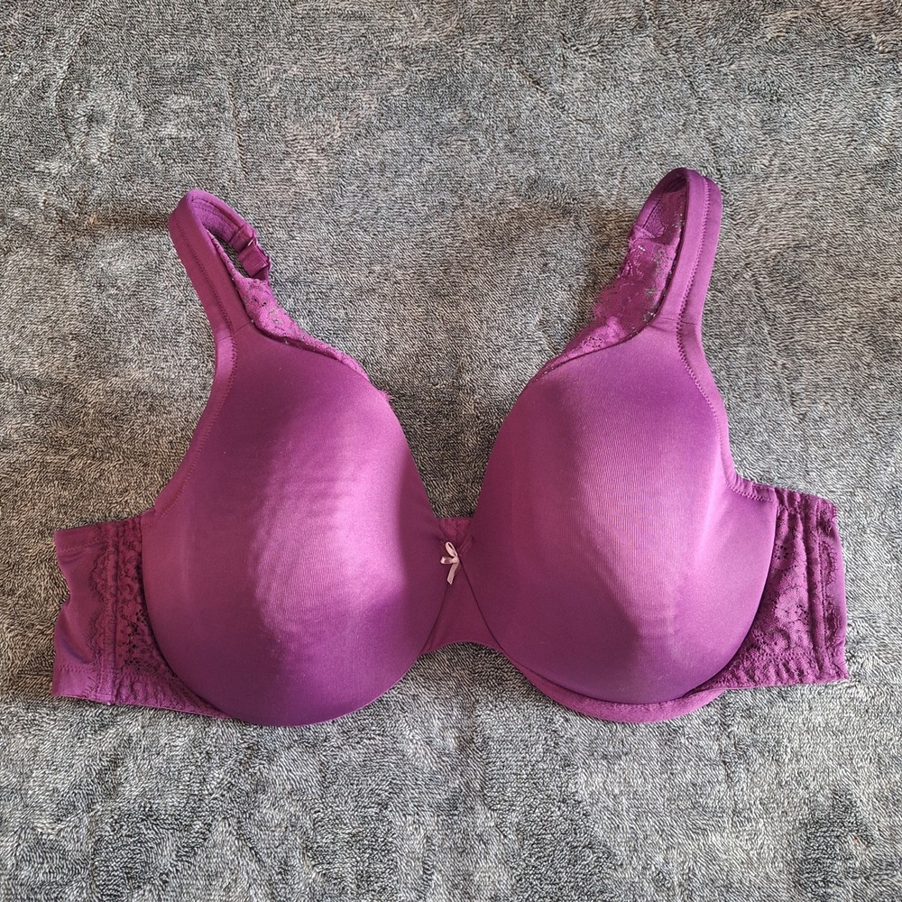 Cacique Underwire‎ Tshirt Bra 46C Purple Lace Comfort Support